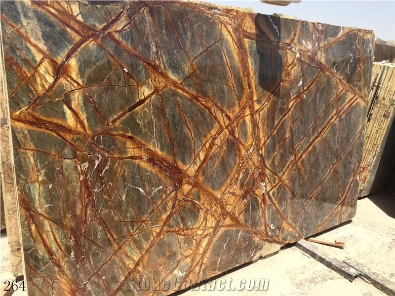 India Rainforest Green Bidasar Rain Forest Multicolor Slab