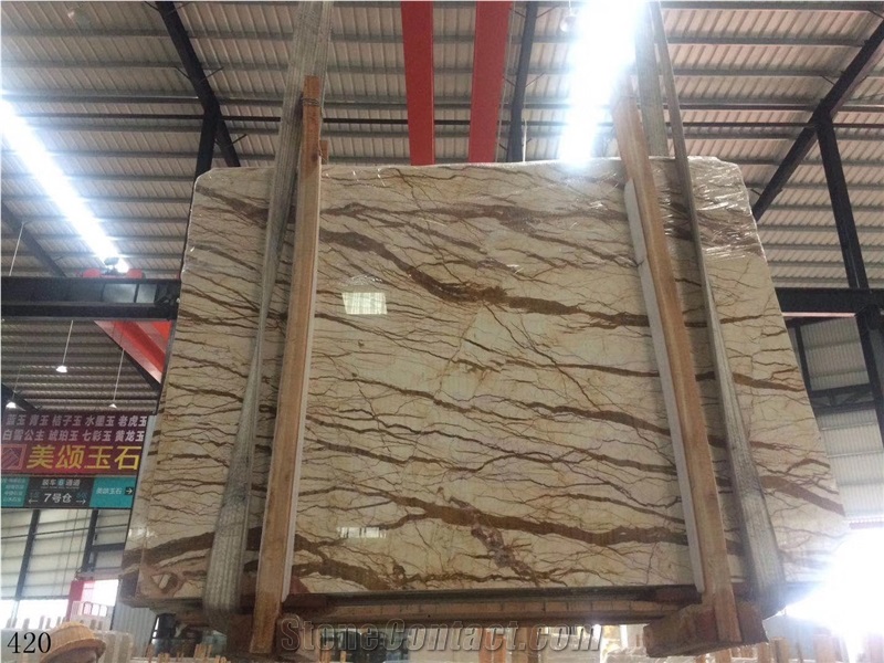 Rich Gold Marble Dragon Sofitel Crema Evita Slab