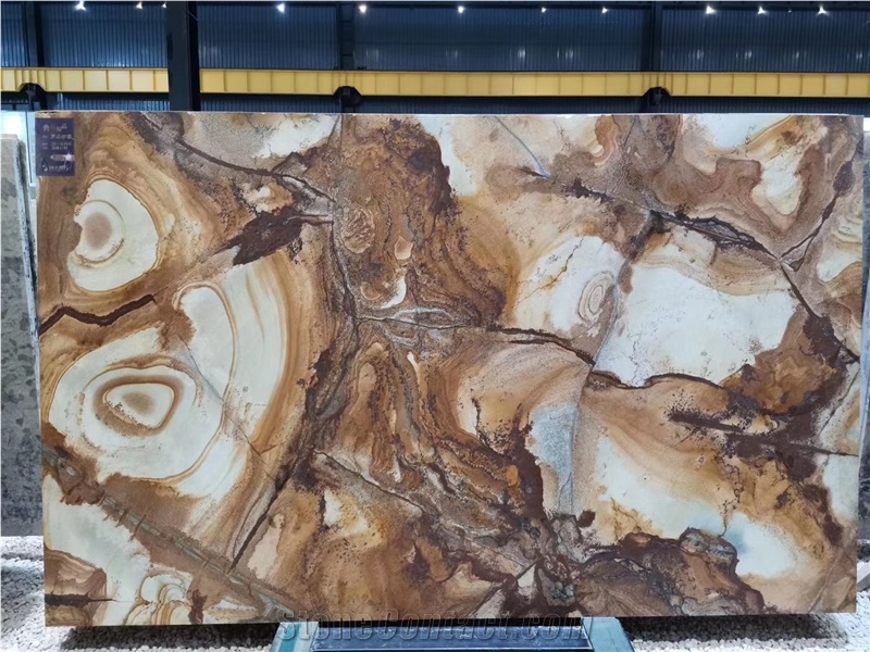 Roma Imperiale Quartzite Brazil Gold Slabs For Wall Cladding