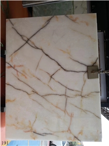 Seben Turkey White Onyx Red Flower Ice Onix Slab
