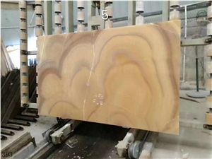 Turkey Eskisehir Rainbow Yellow Onyx Slab Wall
