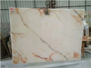 Usak White Onyx Red Flower Ice Onix Slab in China
