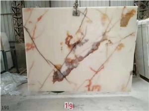 Usak White Onyx Red Flower Ice Onix Slab in China