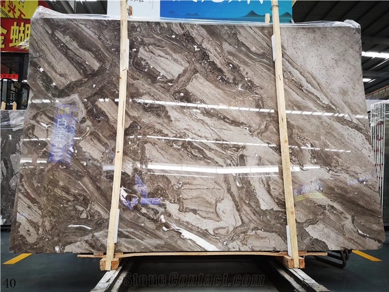 Venice Gold Marble Seawave Brown Slab Wall Tile