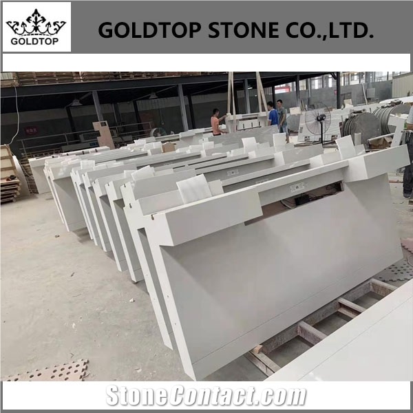 Caesarstone Pure White 1141 Quartz Tops for Hotel