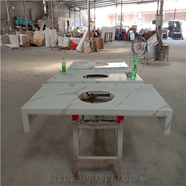 Goldtop Hot Calacatta Quartz Vanity Tops for Us