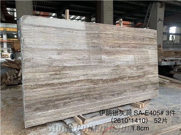 Iran Polish Silver Grey Travertine(Light)Slab&Tile