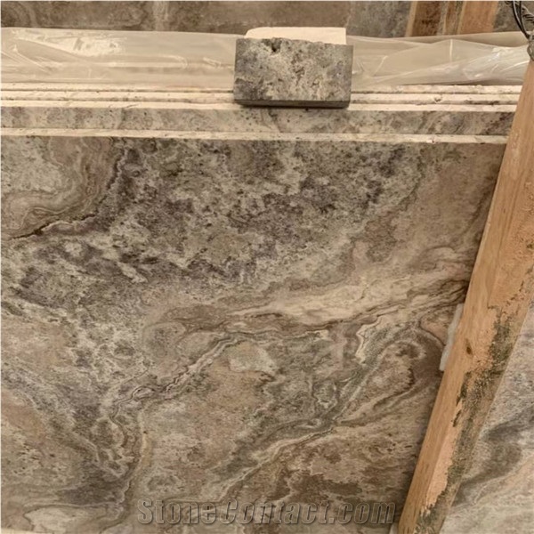 Iran Silver Grey Brown Travertine Cross Cut