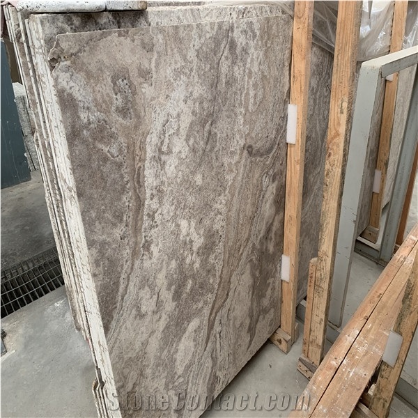 Iran Silver Grey Brown Travertine Cross Cut