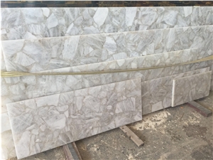Luxurious White Crystal Quartzite Stone Slabs