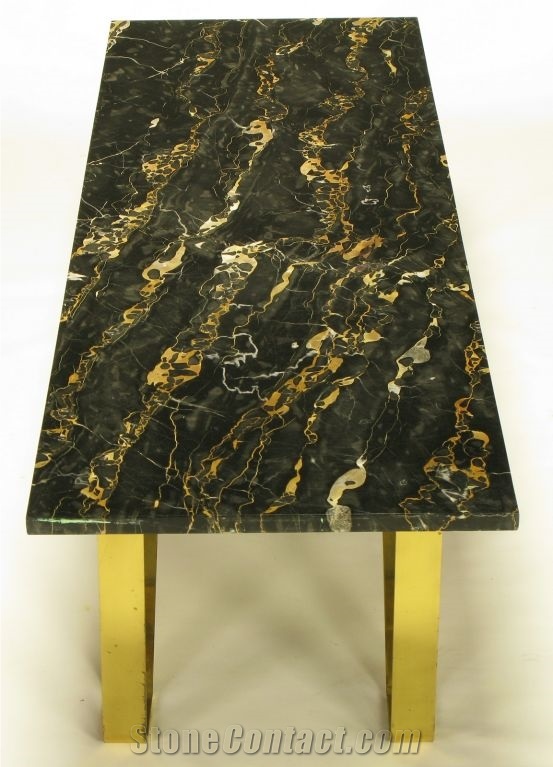 Nero Portolo Marble Table Top with Stainless Steel