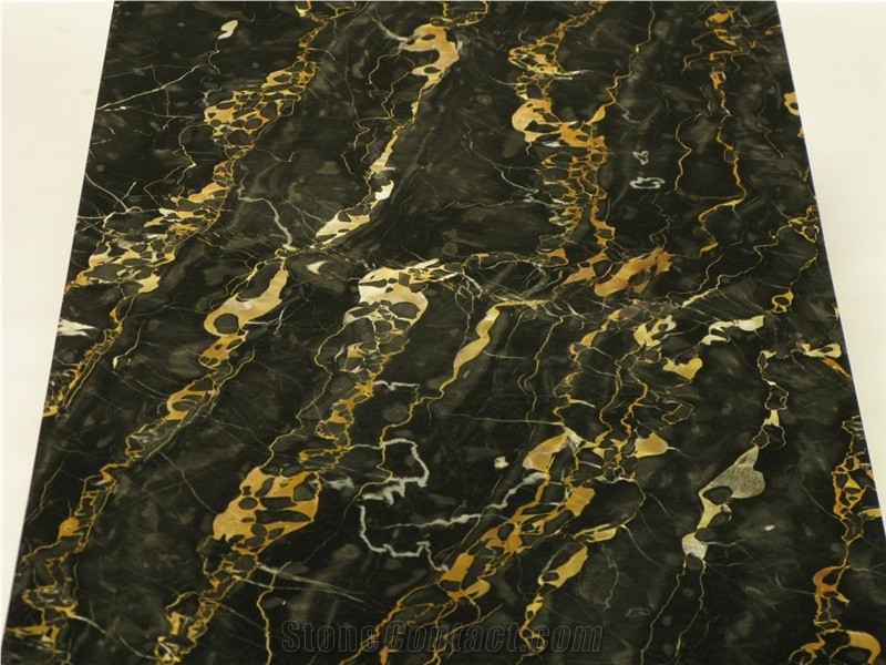 Nero Portolo Marble Table Top with Stainless Steel