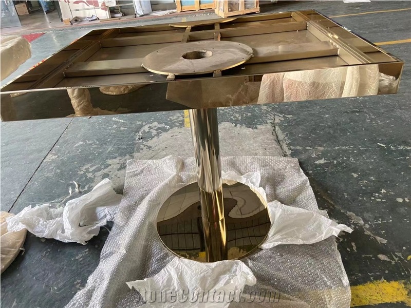 Nero Portolo Marble Table Top with Stainless Steel