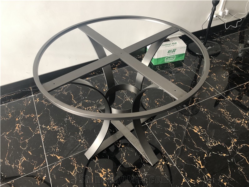 Nero Portolo Marble Table Top with Stainless Steel