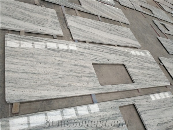 Polished River White Granite Slabs for Countertop