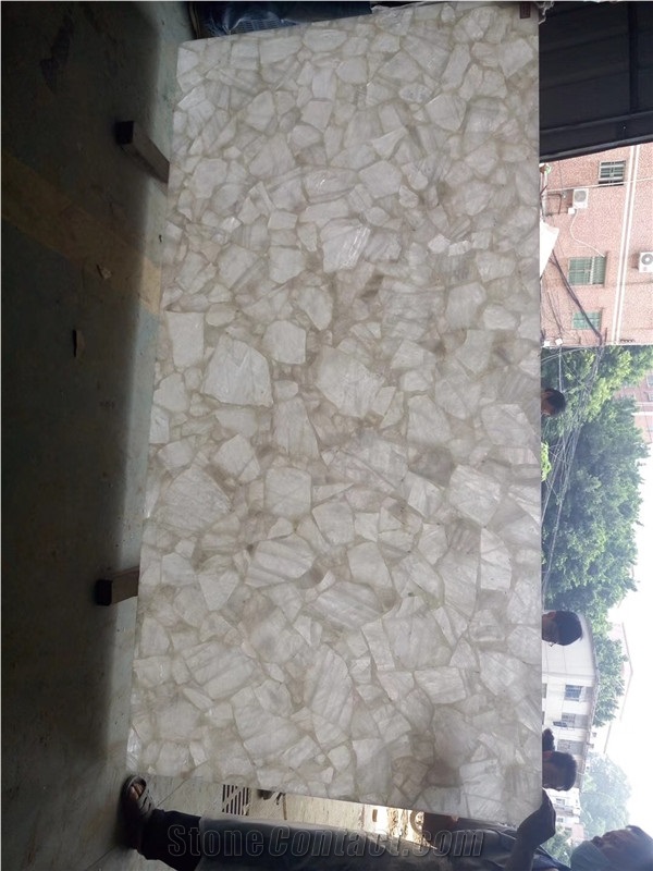 Polished Whie Agate Semiprecious Stone Slabs