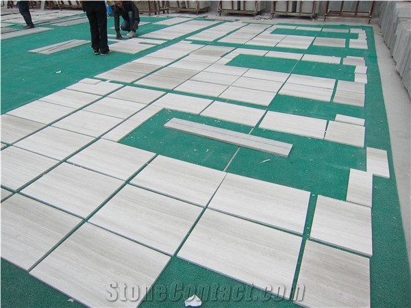 Polished White Wood Marble(Vein Cut)Slabs&Tiles