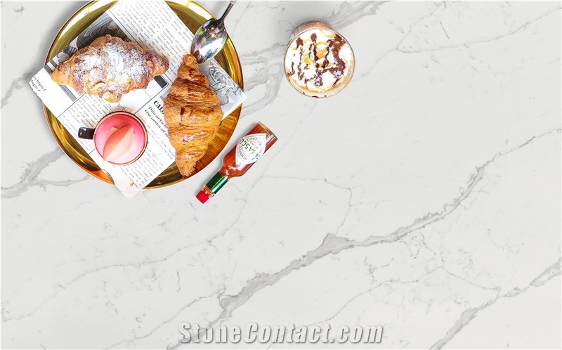 Prefab Calacatta Artificial Quartz Kitchen Countertops