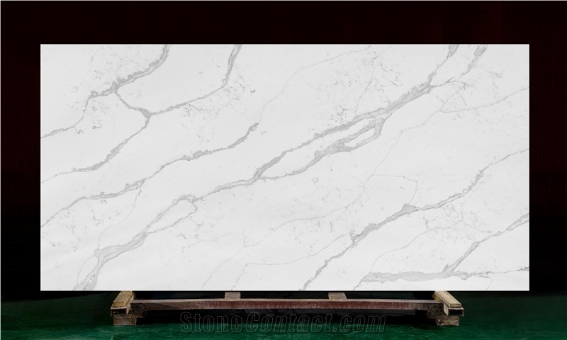 Prefab Calacatta Artificial Quartz Kitchen Countertops