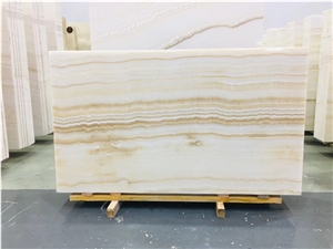 Straight Grain White Onyx Marble Tile Slab Stone