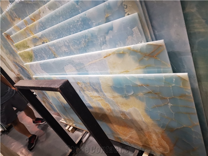 Top Quality Translucent Blue Jade Onyx Tiles
