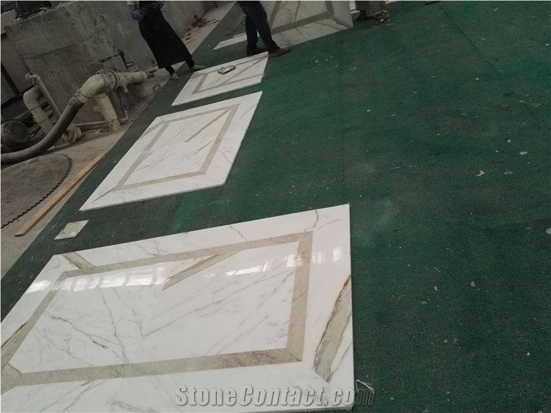 Waterjet Cut Medallions Square Marble Material