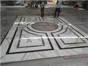 Waterjet Medallions Marble Carrara Grey Clacatta