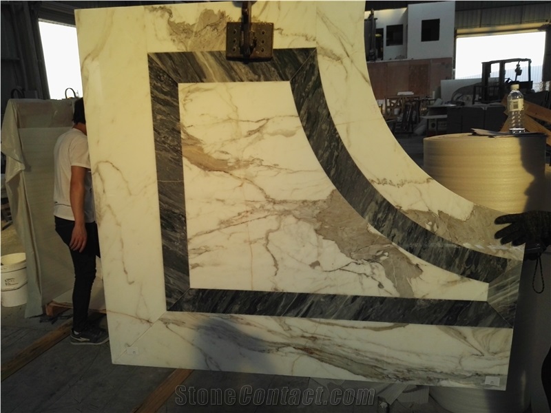 Waterjet Medallions Marble Carrara Grey Clacatta