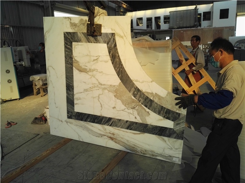 Waterjet Medallions Marble Carrara Grey Clacatta