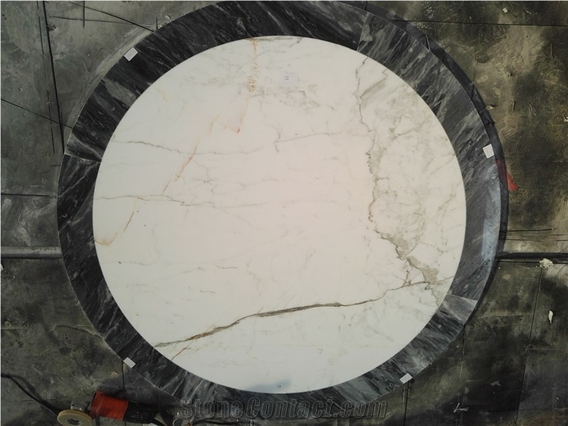 Waterjet Medallions Marble Carrara Grey Clacatta