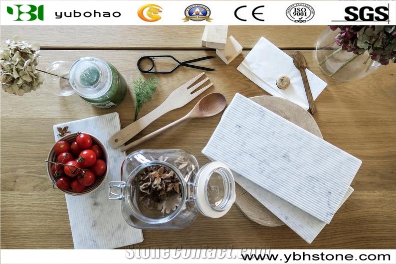 Bianco Carrara White/Groved Surface for Bathroom