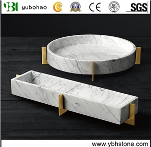 Bianco Carrara White/Marble Tray for Serving Plate