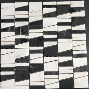 Black and White Marble Mosaic Floor Tile for Wall