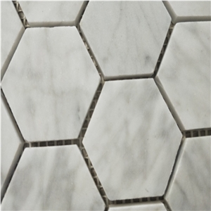 Carrara White Hexagon Shaped Mosaic for Design