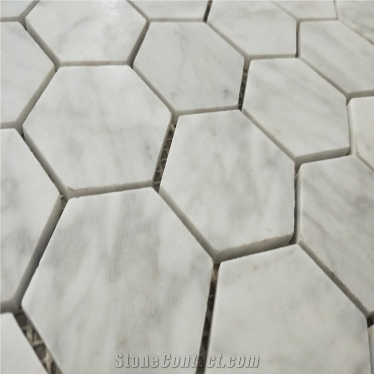 Carrara White Hexagon Shaped Mosaic for Design