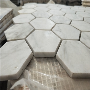 Carrara White Hexagon Shaped Mosaic for Design