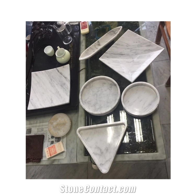 Carrara White Marble Tray Stone Craft