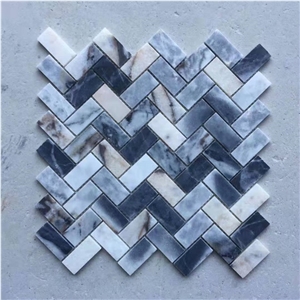 Dark Blue Marble Varied Pattern Mosaic 24x24 Tiles Dark Blue Marble Varied Pattern Mosaic 24x24 Tiles