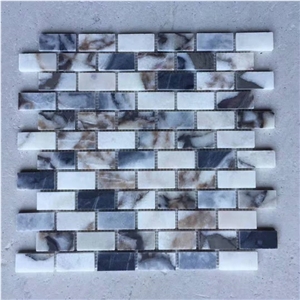 Dark Blue Marble Varied Pattern Mosaic 24x24 Tiles