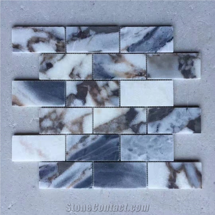 Dark Blue Marble Varied Pattern Mosaic 24x24 Tiles