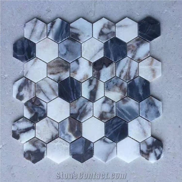 Dark Blue Marble Varied Pattern Mosaic 24x24 Tiles