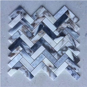 Dark Blue Marble Varied Pattern Mosaic 24x24 Tiles