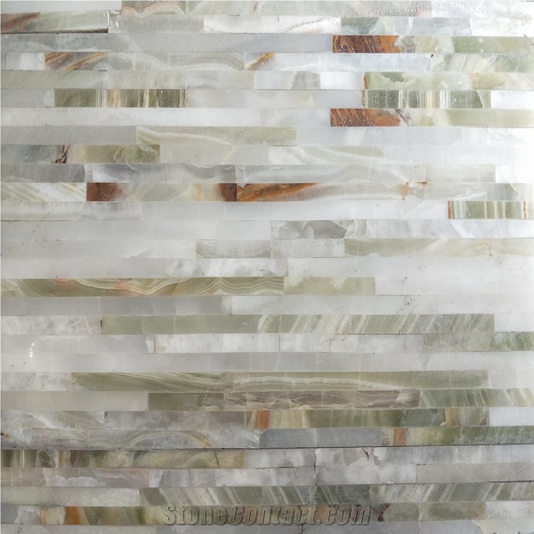 Striped Shaped Green Onyx Mosaic for Wall Art