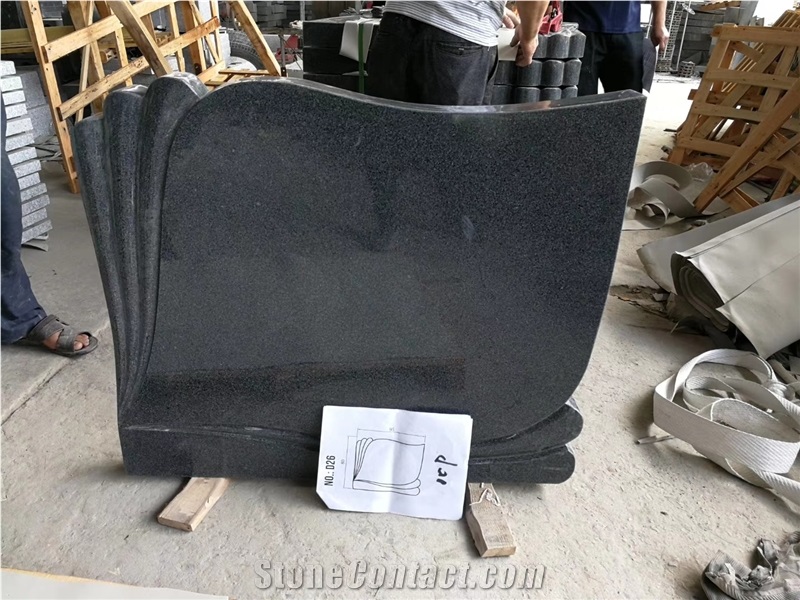 Polished Absolute Black Granite Headstone Design