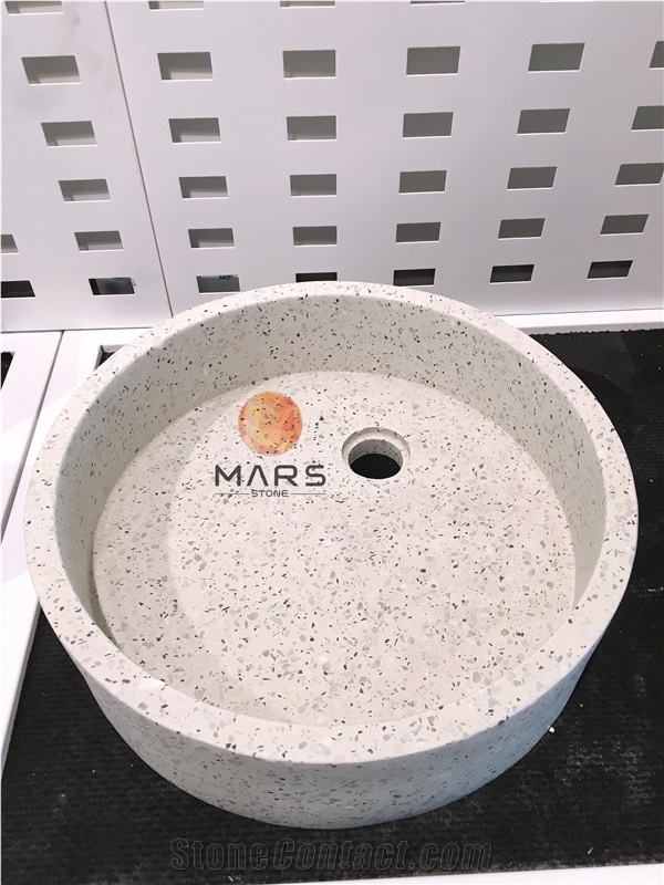 White Cement Terrazzo Tiles for Bathroom Vanitytop