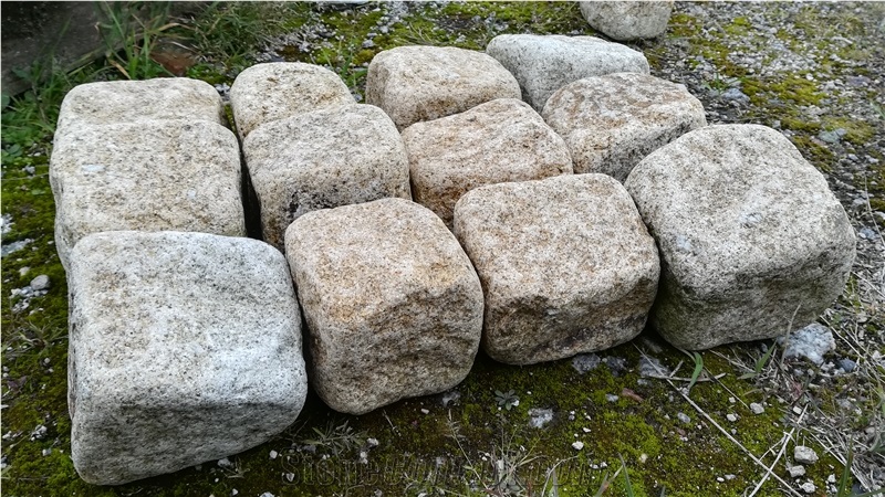 Tumbled Granite Cube Grey 8/11cm, Strzegom Granite Cobble Stone