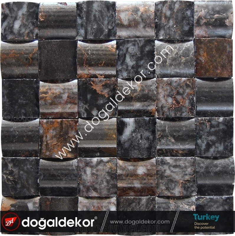 Aksehir Black Marble Wall Mosaic Tile