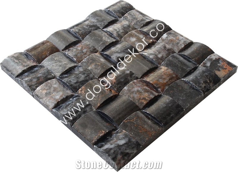 Aksehir Black Marble Wall Mosaic Tile