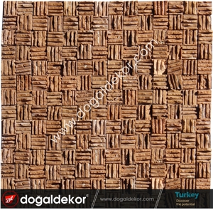 Noce Travertine Split Face Mosaic Wall Tile