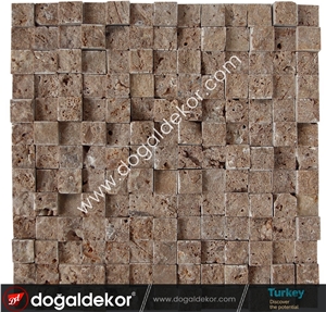 Noce Travertine Split Face Mosaic Wall Tile Noce Travertine Split Face Mosaic Wall Tile